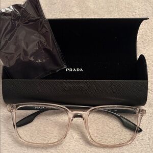 Prada Clear Glasses with Black Details. Gently used.